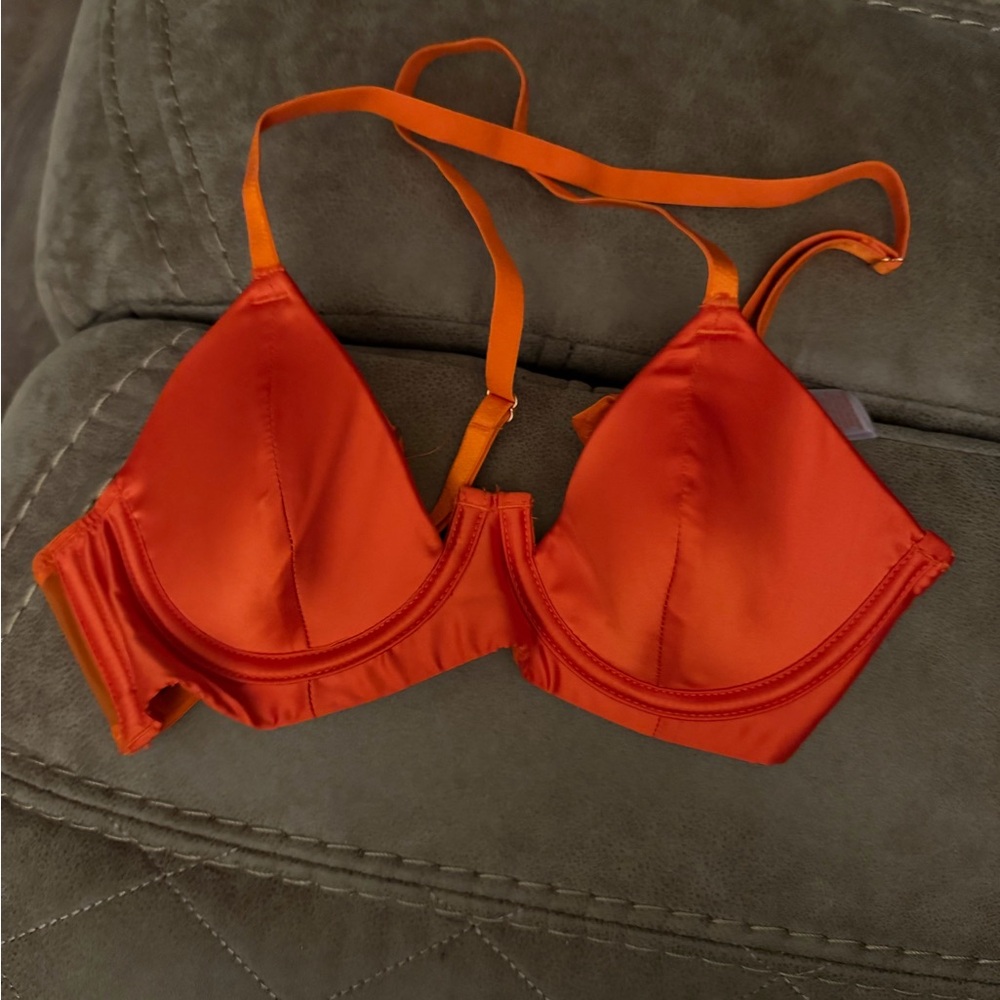 Savage X Fenty Vibrant Orange Satin Bra